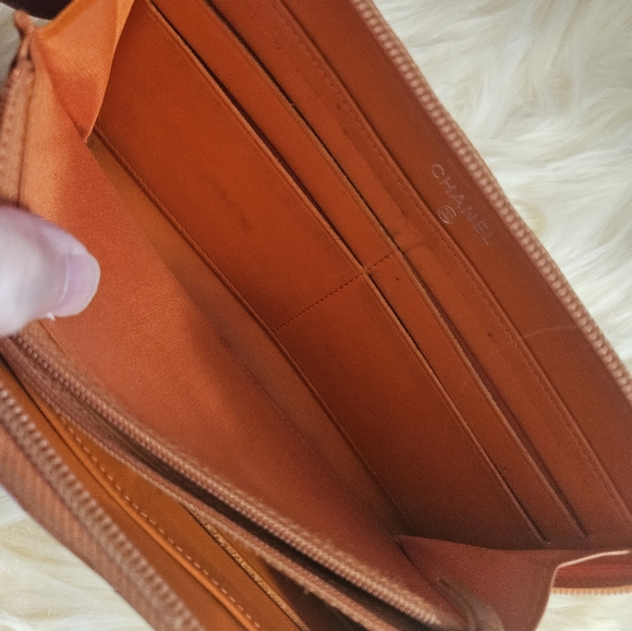 Authentic Chanel Caviar Large Timeless Gusset Zip Around Wallet Orange - Picture 11 of 16